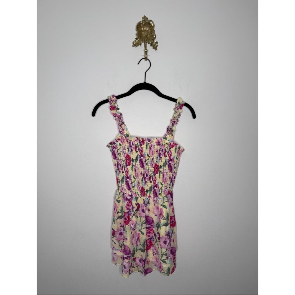 Lulu's Remind Me of Romance Yellow Floral Ruffled Smocked Romper XS
